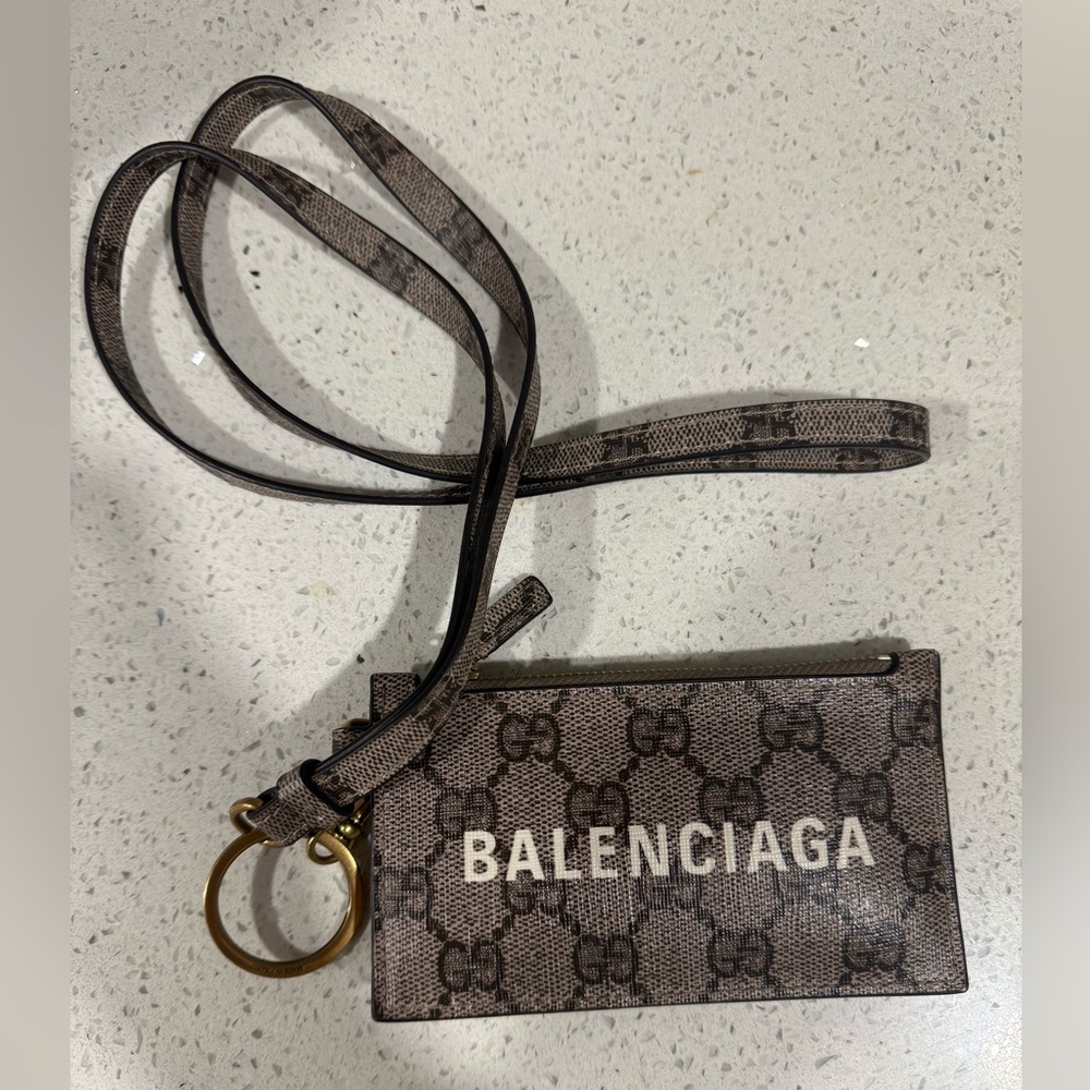 GUCCI X BALENCIAGA GG Card Case With Strap. hacker project card case with strap.